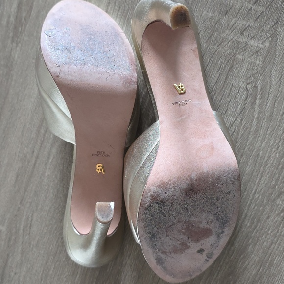 Veronica Beard Dali Platform Sandal Stiletto Heel Gold Metallic Leather 9.5 - Picture 7 of 10